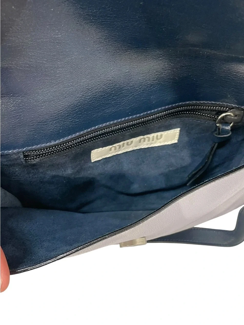 Miu Miu Two-Tone Shoulder Bag in Light Gray and Black